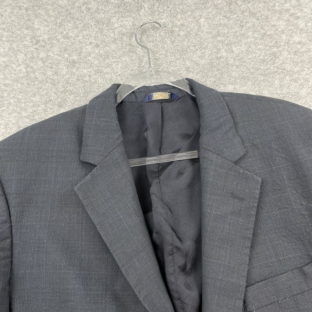 Brooks Brothers Jacket Mens 44L Gray Plaid Windowpane Wool Sport Coat Blazer 346
